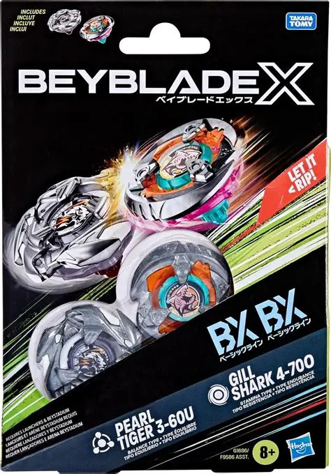 Beyblade X - Pearl Tiger 3-60U & Gill Shark 4-70O (2-Pack)